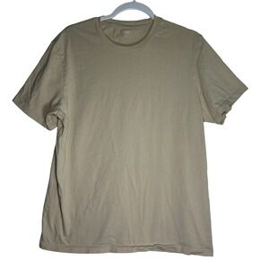 Celio Be Normal Mens Large Short Sleeve Crew Neck T-Shirt Tan Khaki Solid‎ Basic
